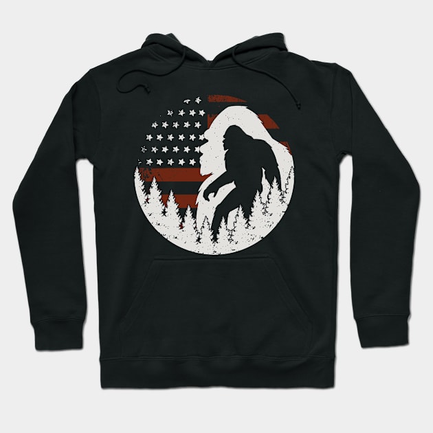 Bigfoot American Flag 4 of july Hoodie by Tesszero